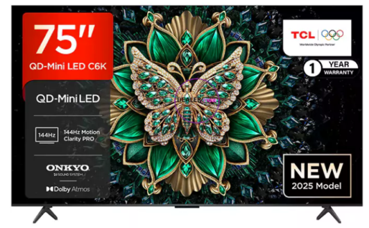 TCL 75″ 75C6K Premium QD-Mini LED 4k Google Tv